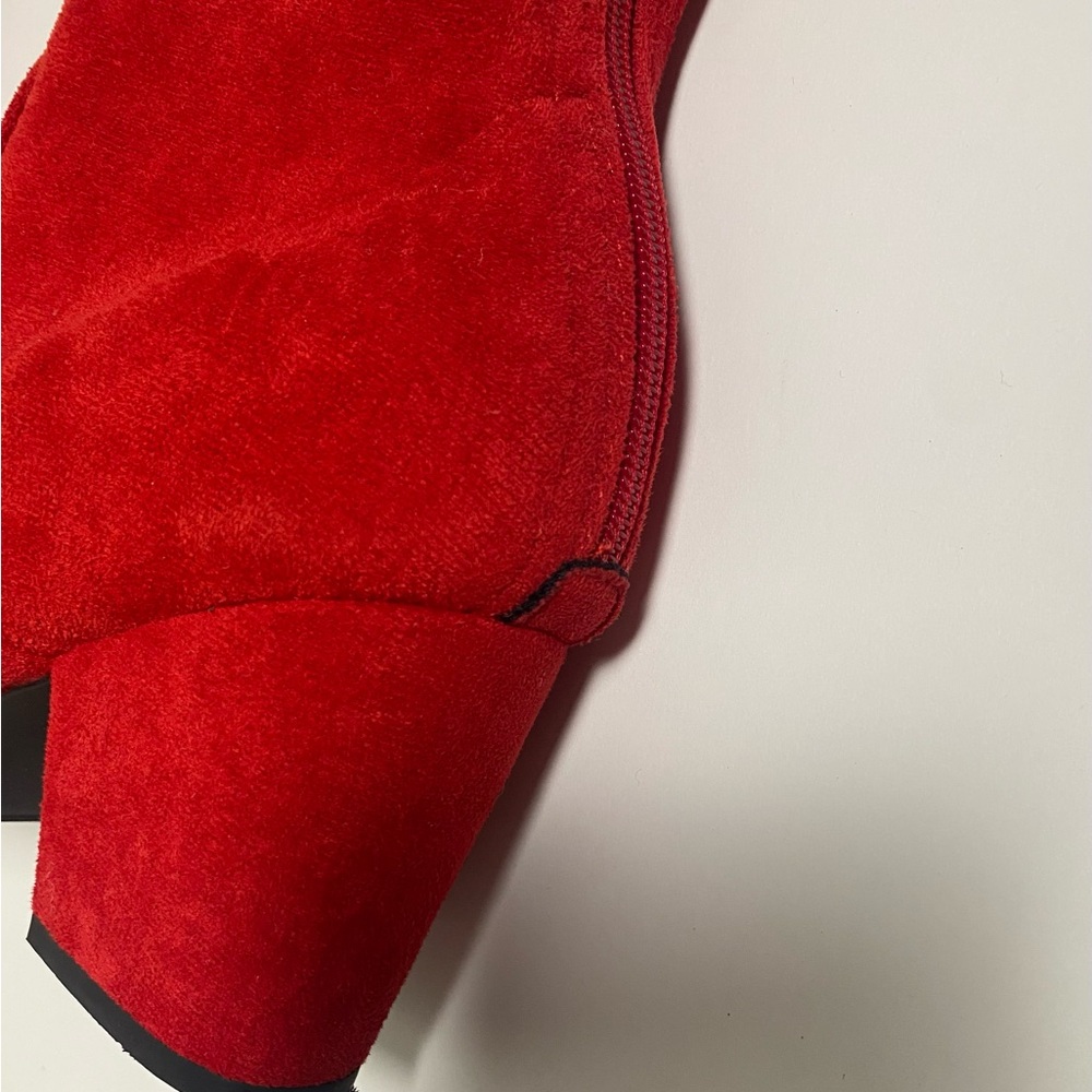 Thigh High Block Women Pointed Toe Stretch Over The Knee Red Boots Size 8 - Picture 5 of 8